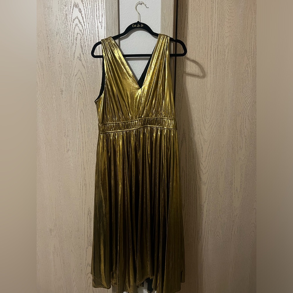 Torrid Metallic Gold Midi Dress